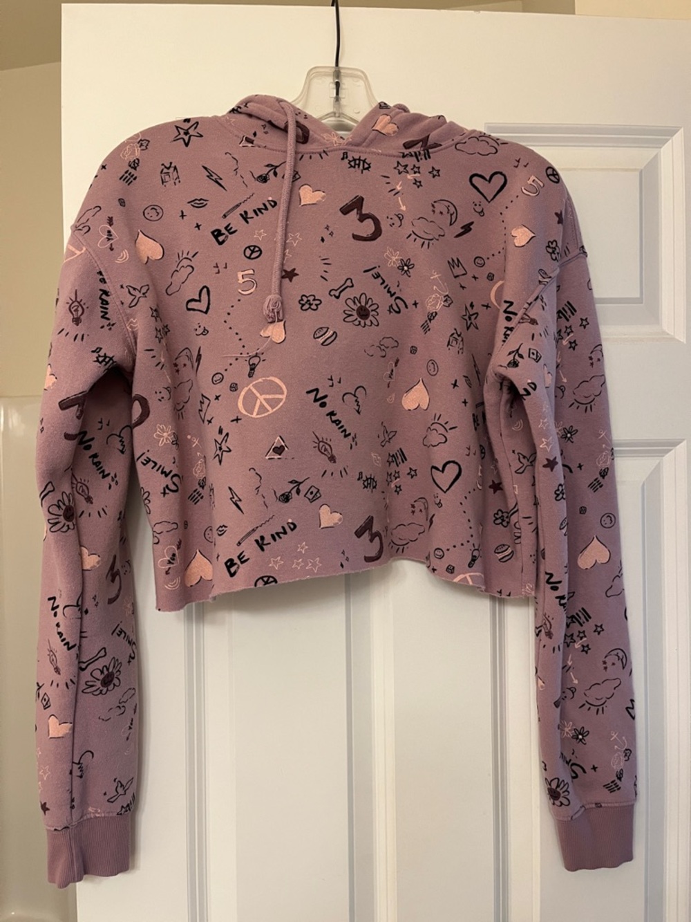Wild Fable Mauve Hoodie with Pink & Black Doodles